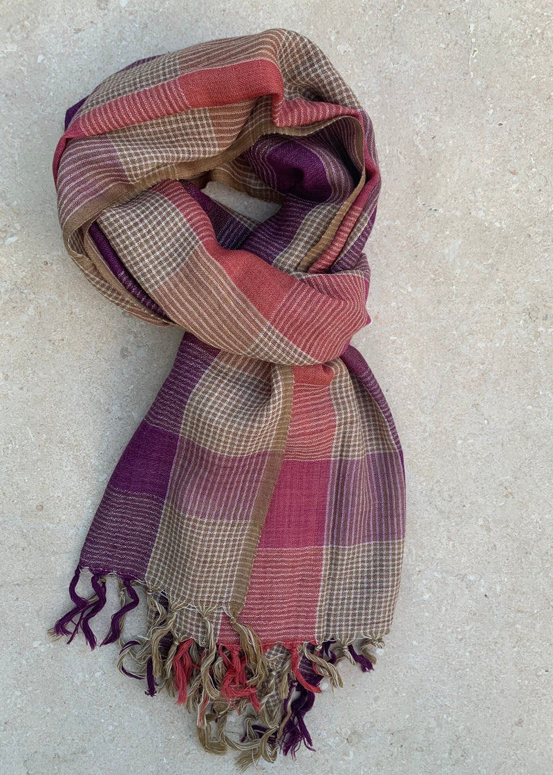 AUTUMN CHECK - ECRU PURPLE
