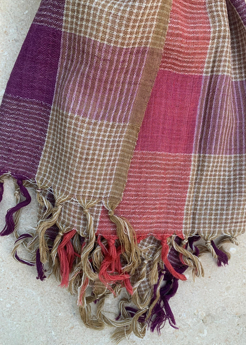 AUTUMN CHECK - ECRU PURPLE