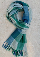 Men Scarf Checkered Blue 3 indoor wool