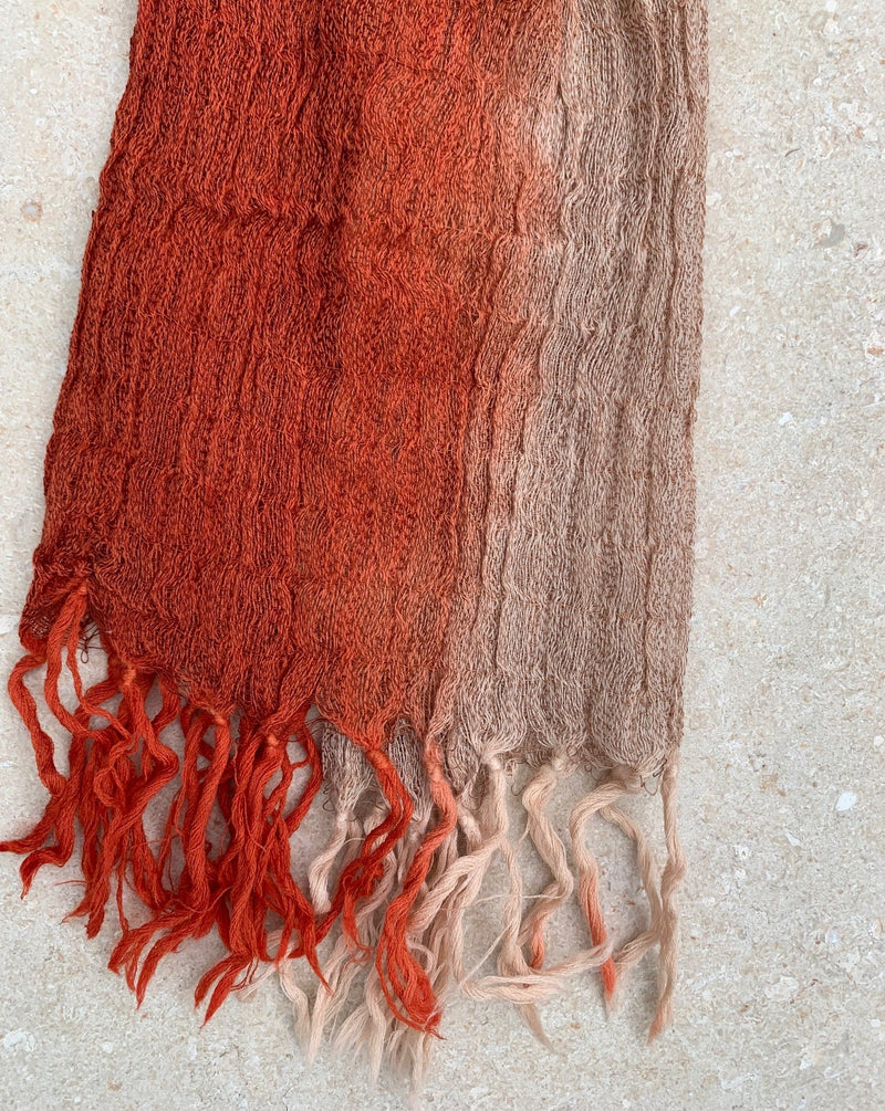 Men scarf Checkered Orange 1 wool