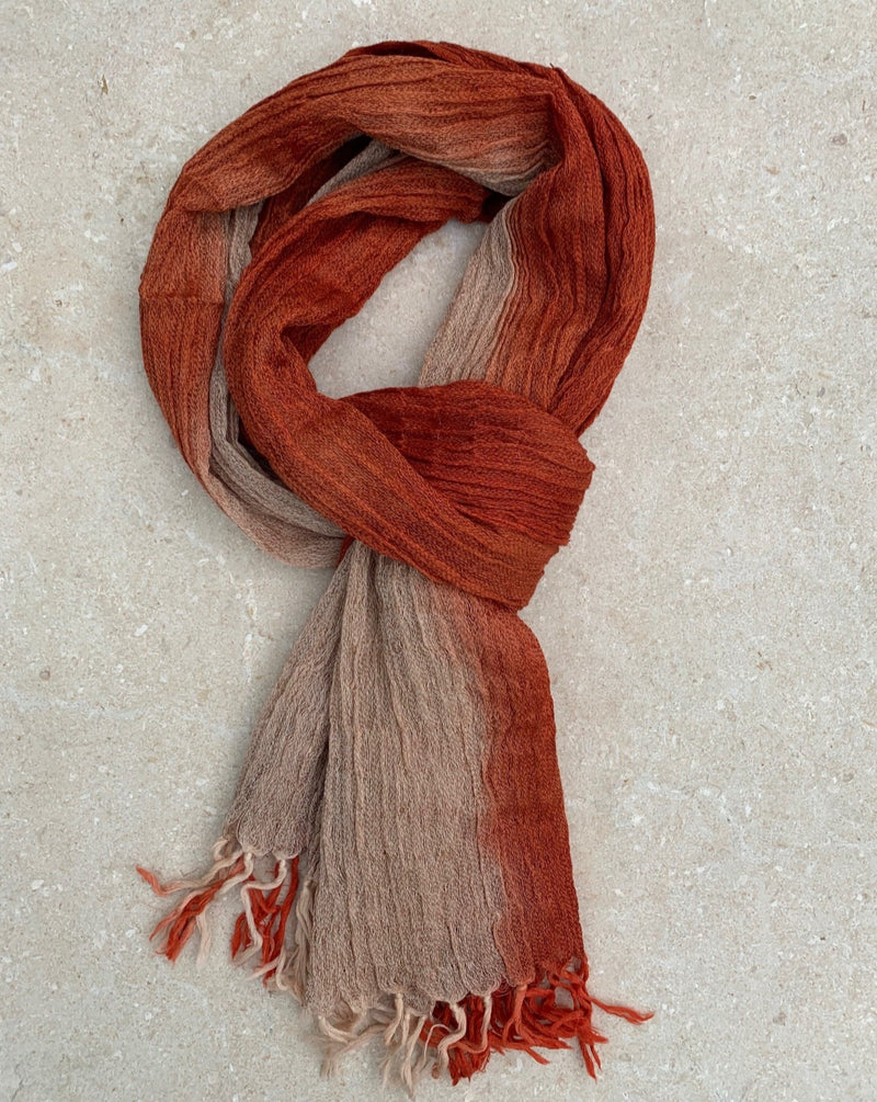 Men scarf Checkered Orange 2 wool