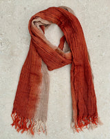 Men scarf Checkered Orange 3 wool