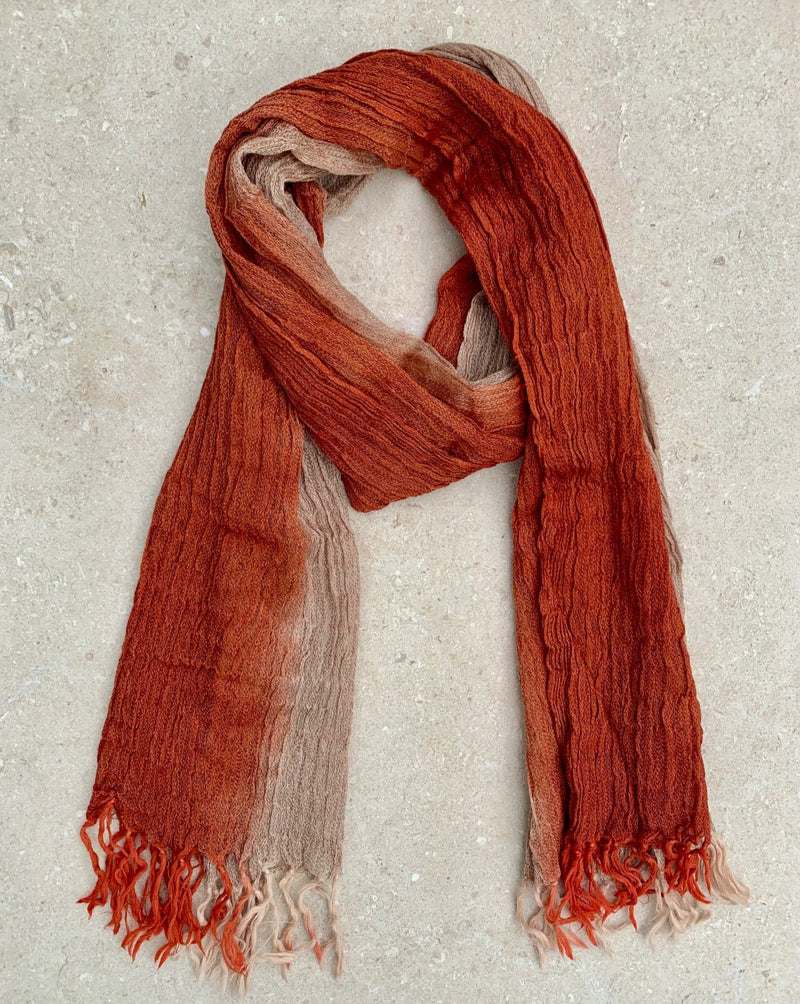 Men scarf Checkered Orange 3 wool